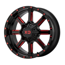 XD Series Mammoth 20X10 ET-18 6X135/139.7 106.25 Gloss Black Milled W/ Red Tint Fälg